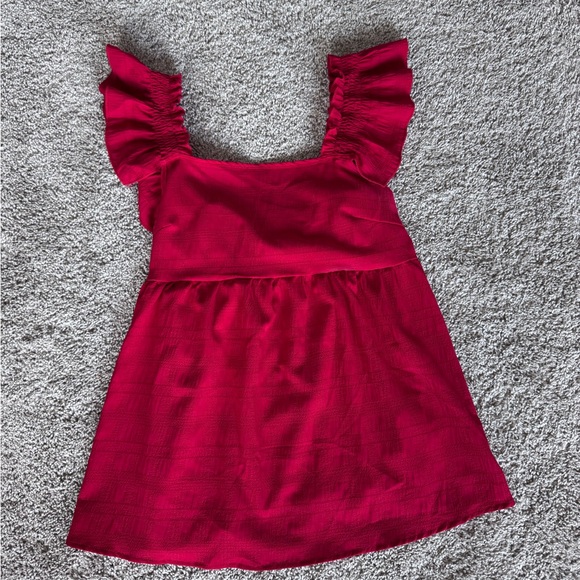Women's Maternity ruffle tank top blouse top babydoll shirt Red size Medium - Picture 3 of 8